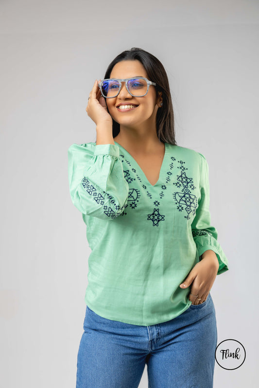 FL 2088- Sage Petal Top