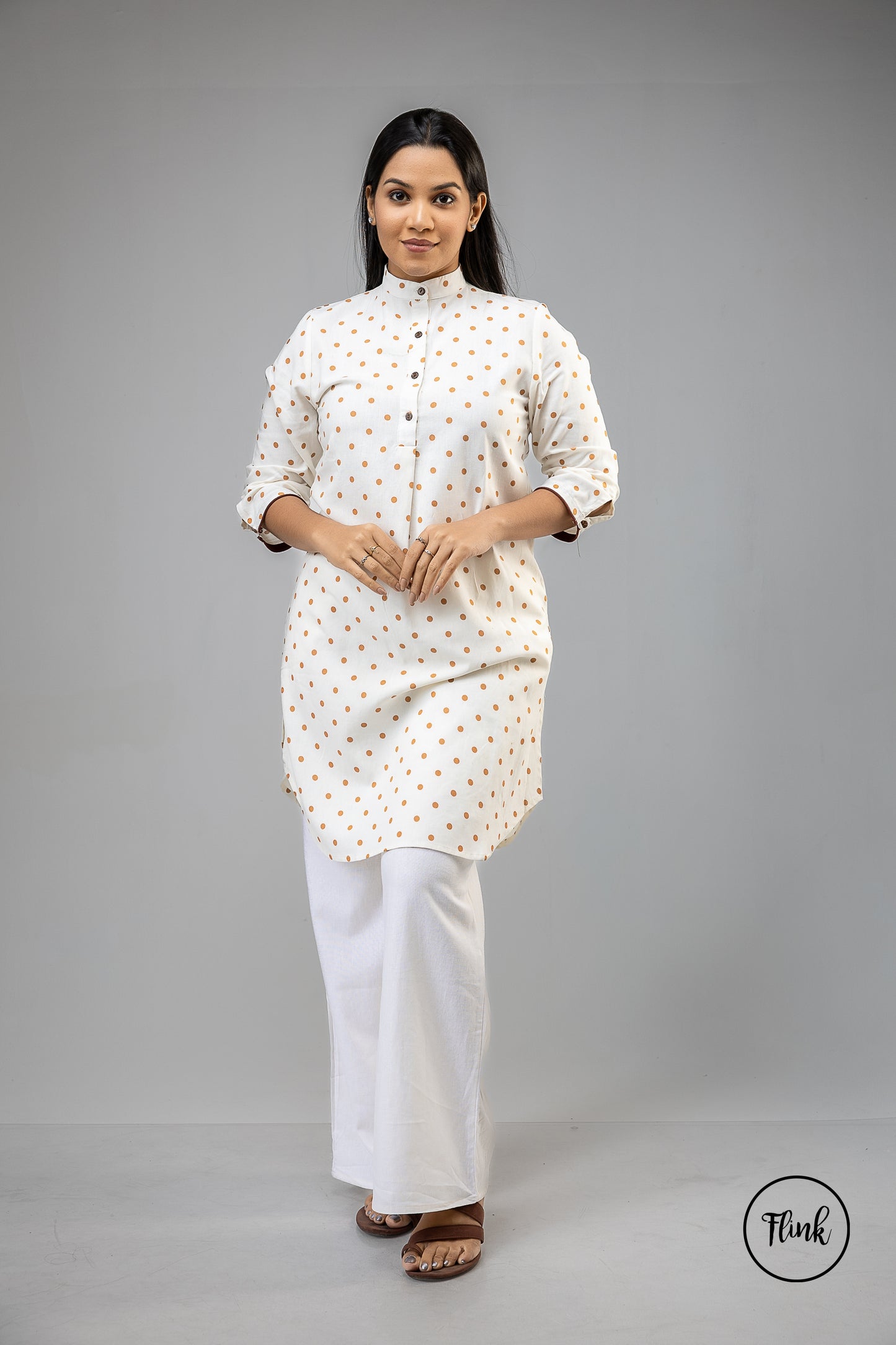 FL 2081 - Citrus Dot Long Top