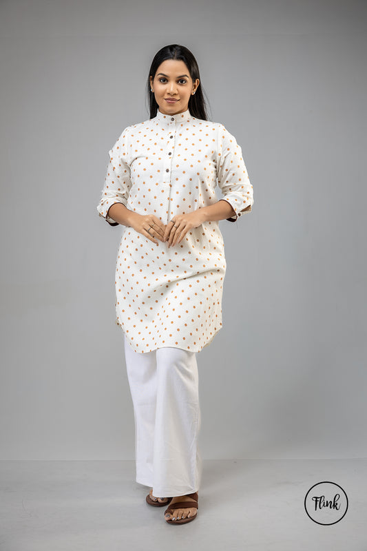 FL 2081 - Citrus Dot Long Top