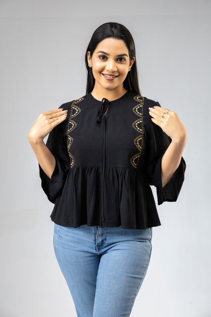 FL 2097 - Black Calla Top