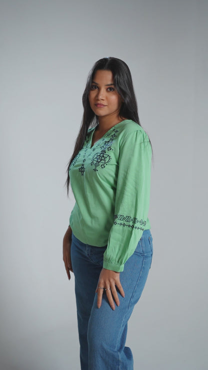 FL 2088- Sage Petal Top