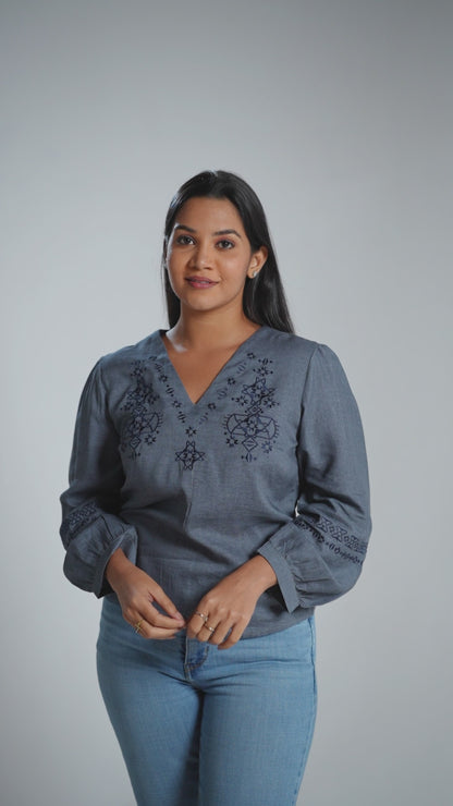 FL 2087- Smoky Dahila Top